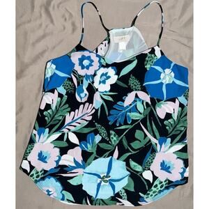 Loft Outlet Women’s Size Small Multi Color Racerback Tank Top Jungle Floral NWOT